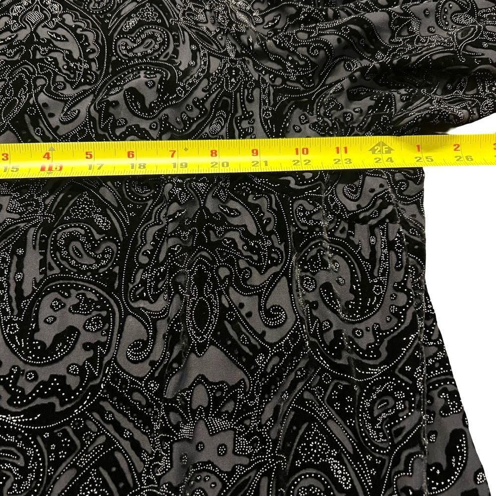 August Max Womens Black Velvet Burnout Cardigan Sz 1X Scarf Boho Gothic Evening - Picture 9 of 11